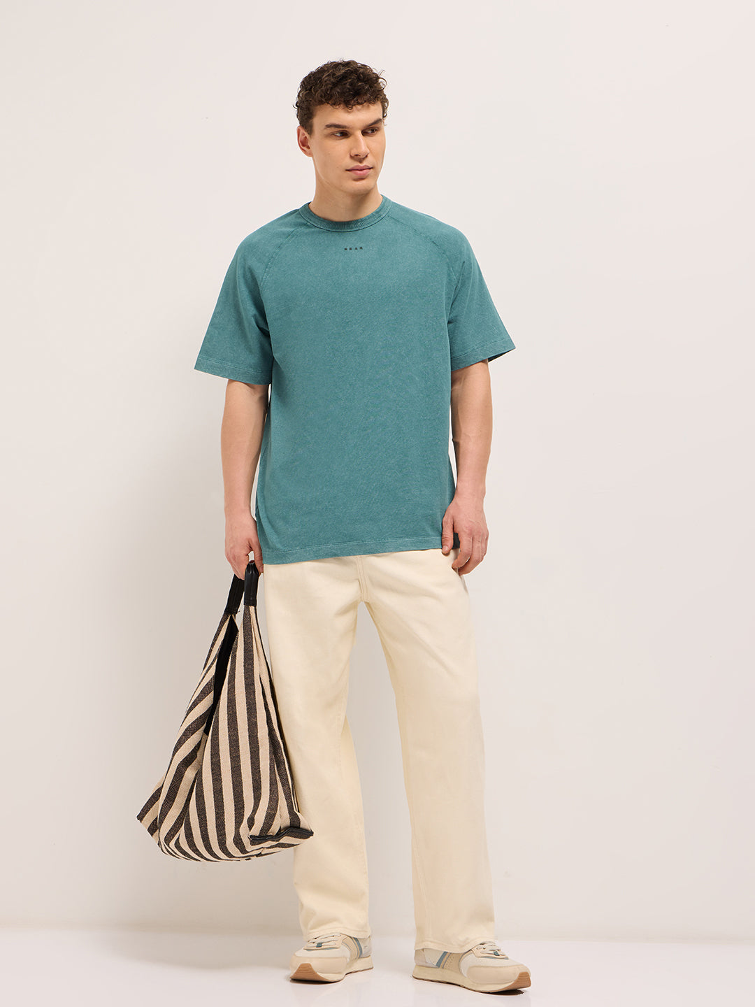Men Green Acid Wash Oversized T-Shirt