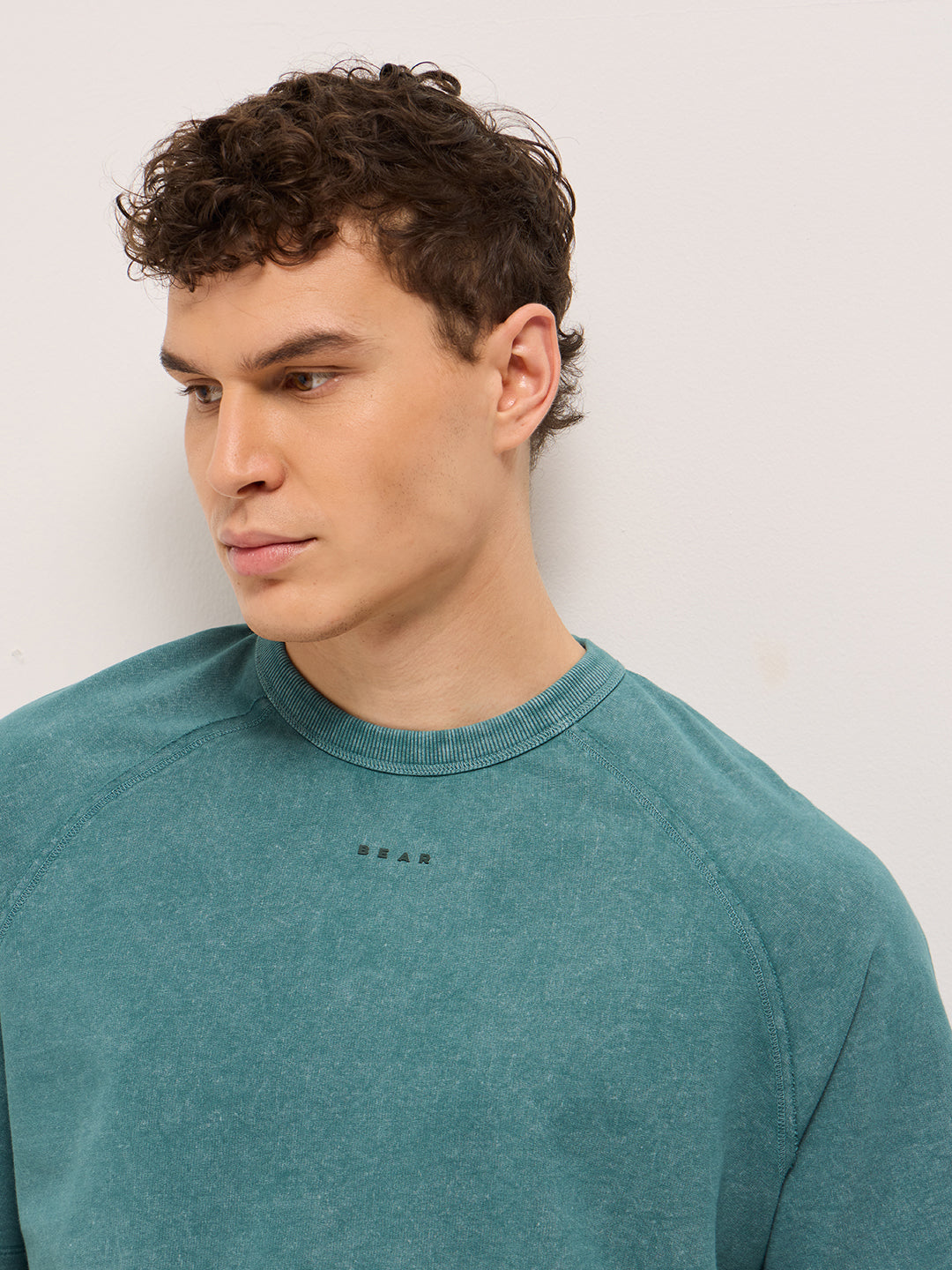 Men Green Acid Wash Oversized T-Shirt