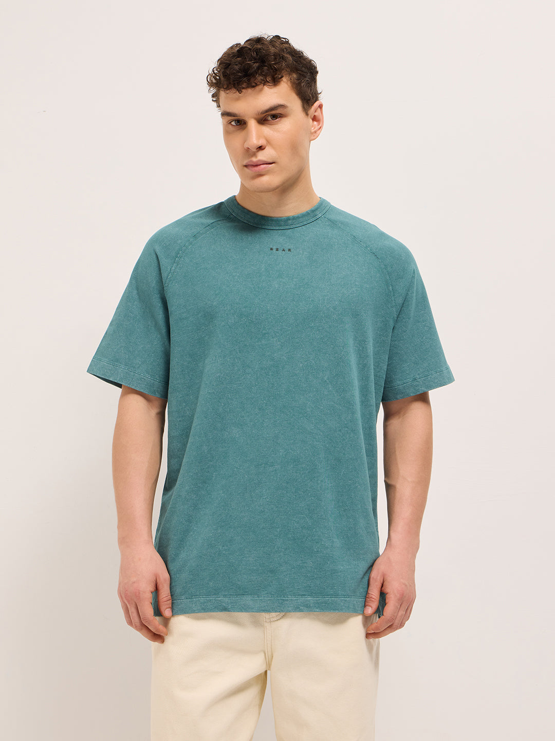 Men Green Acid Wash Oversized T-Shirt