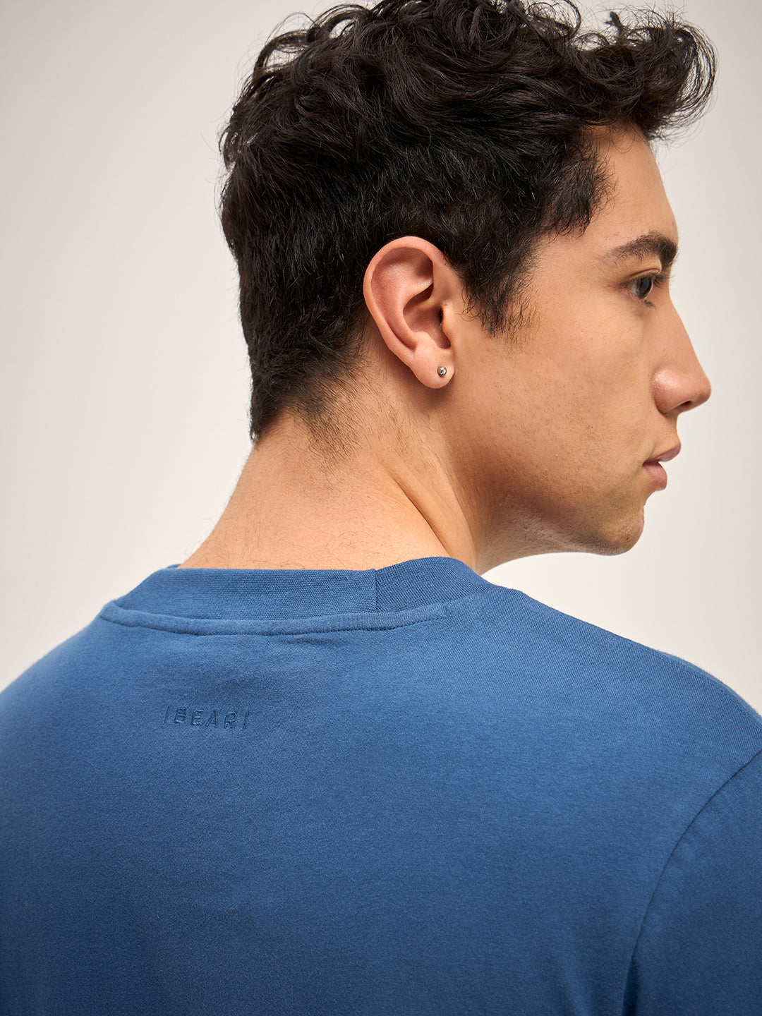 Men Blue Solid Crew Neck Regular Fit T-Shirt