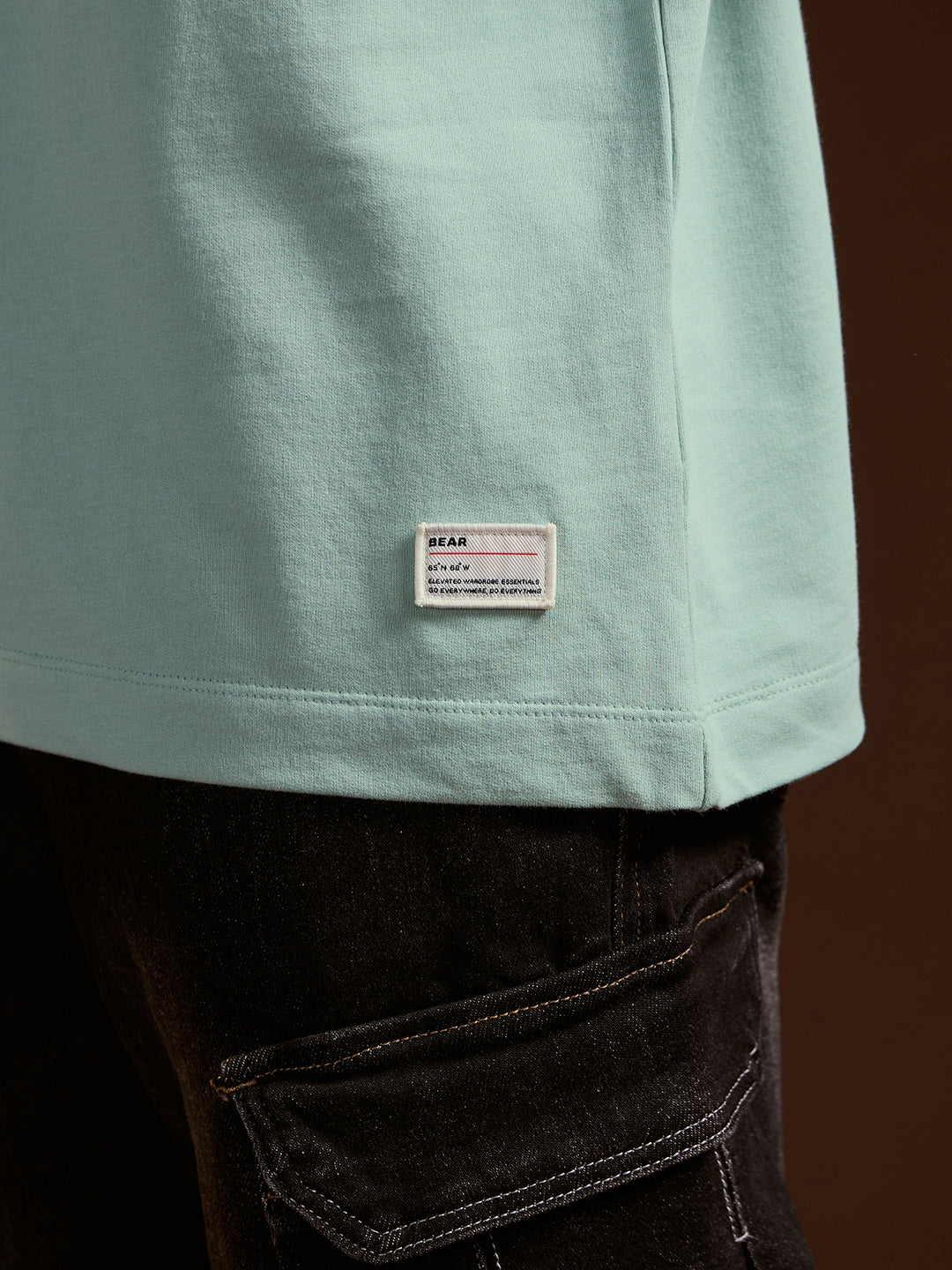Men Mint Green Oversized Crew Neck T-Shirt