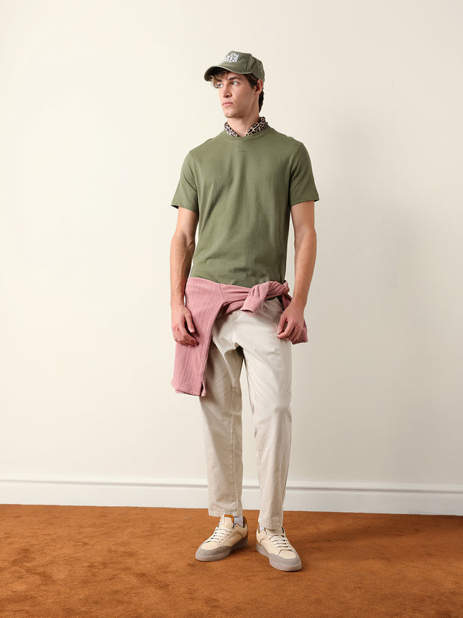 Men Pure Cotton Solid Round Neck Tshirt