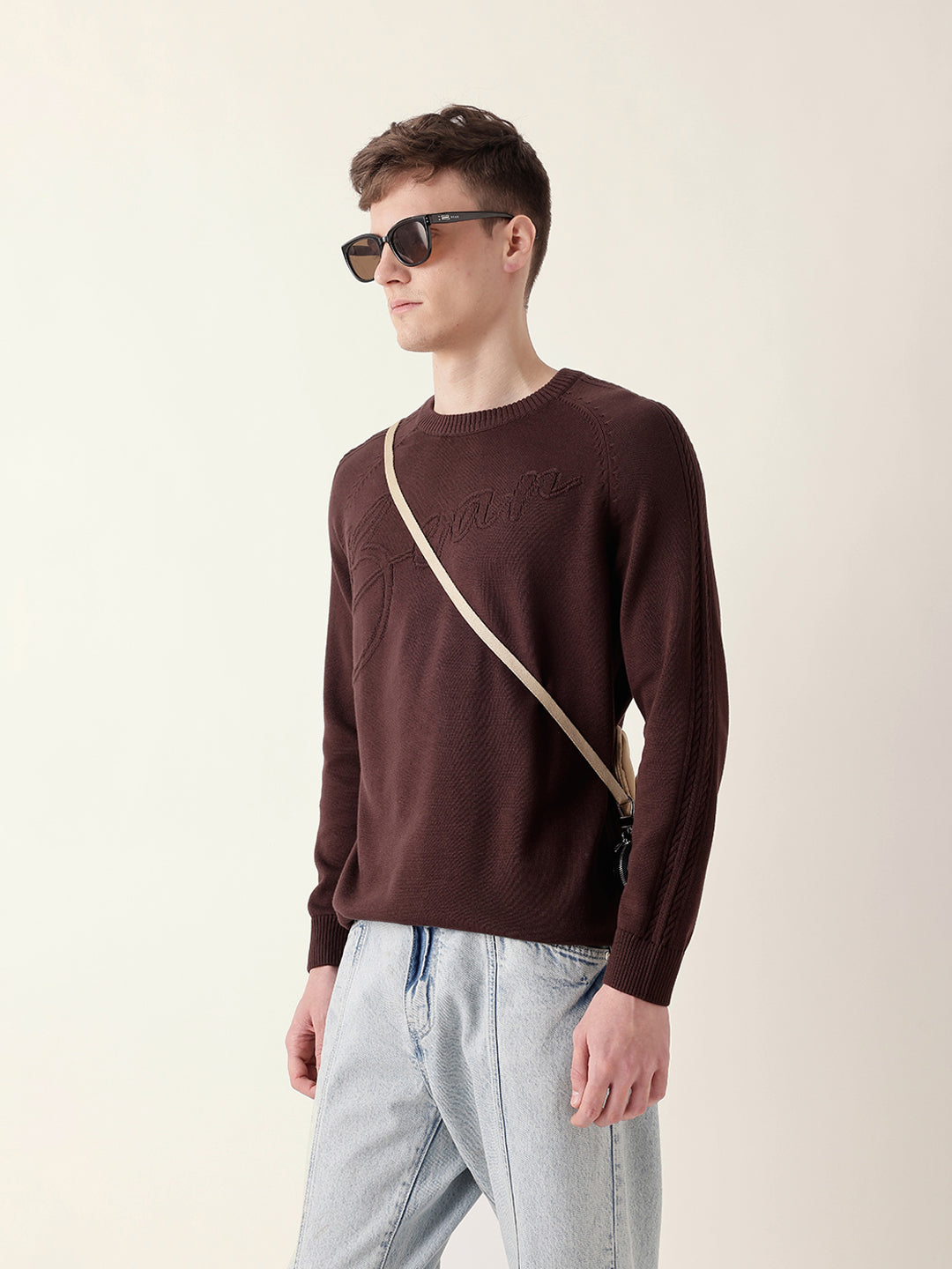 Men Brown Full Sleeve Relax T-Shirt