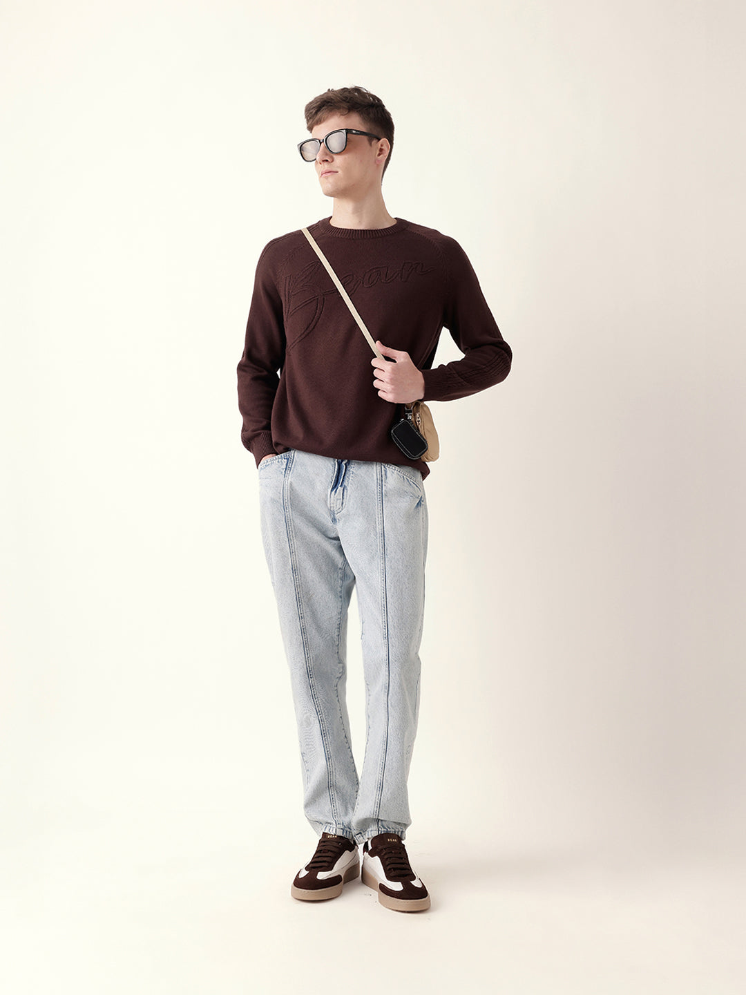 Men Brown Full Sleeve Relax T-Shirt