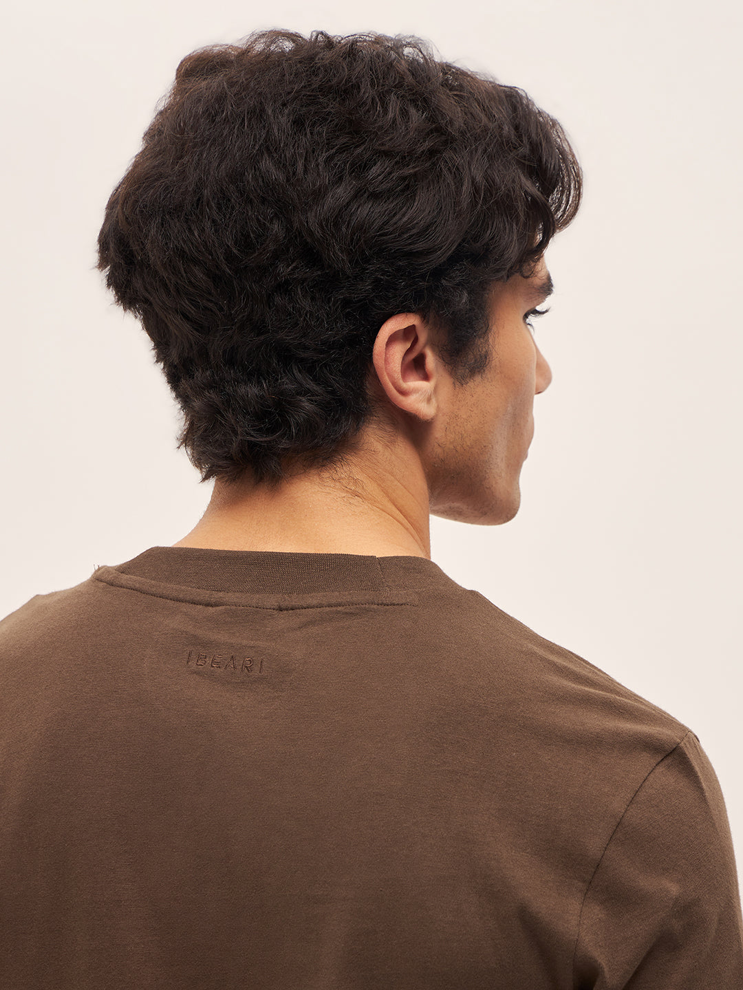 Men Brown Solid Crew Neck Regular Fit T-Shirt