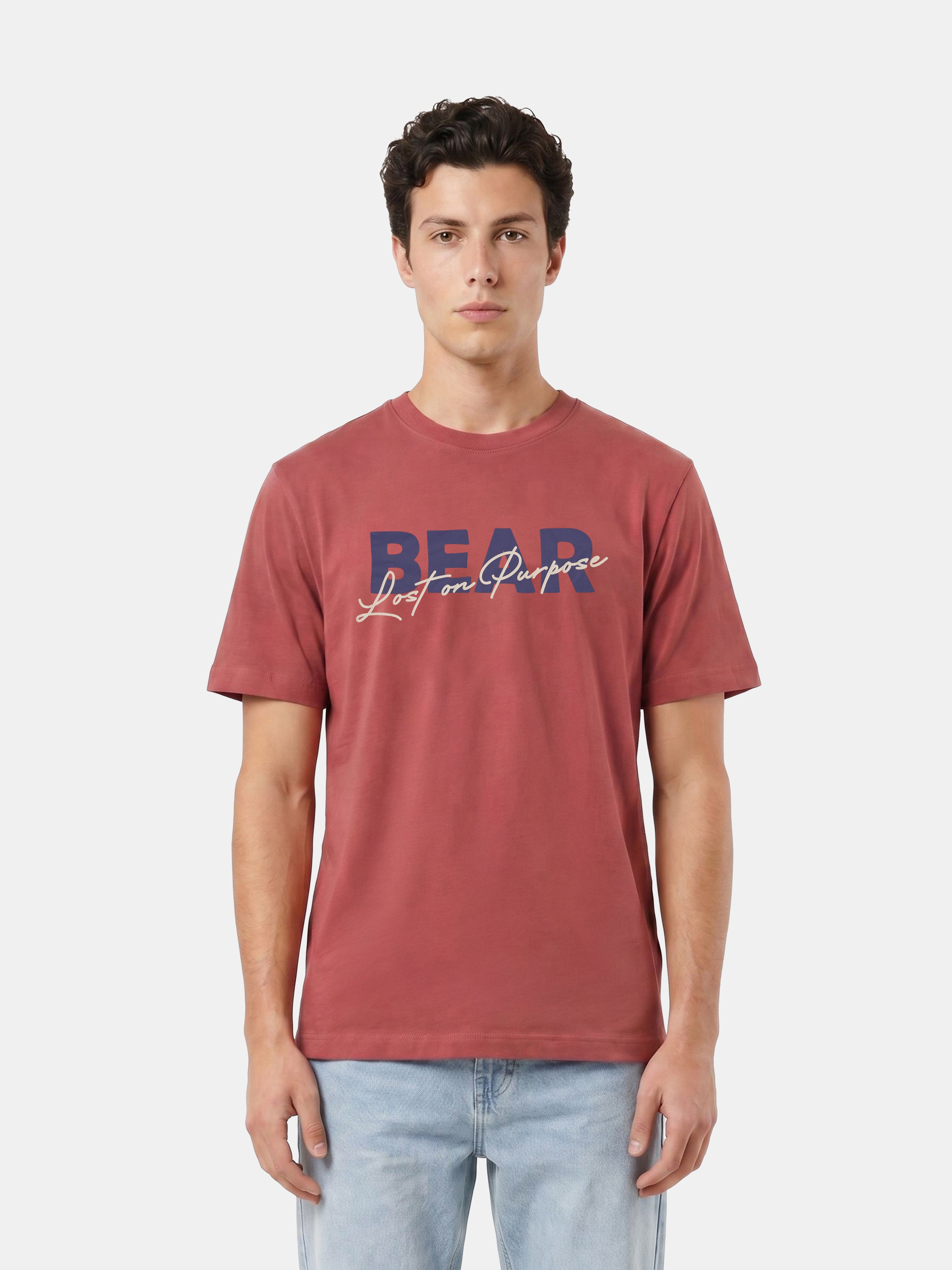 Men Pink Graphic Cotton T-Shirt