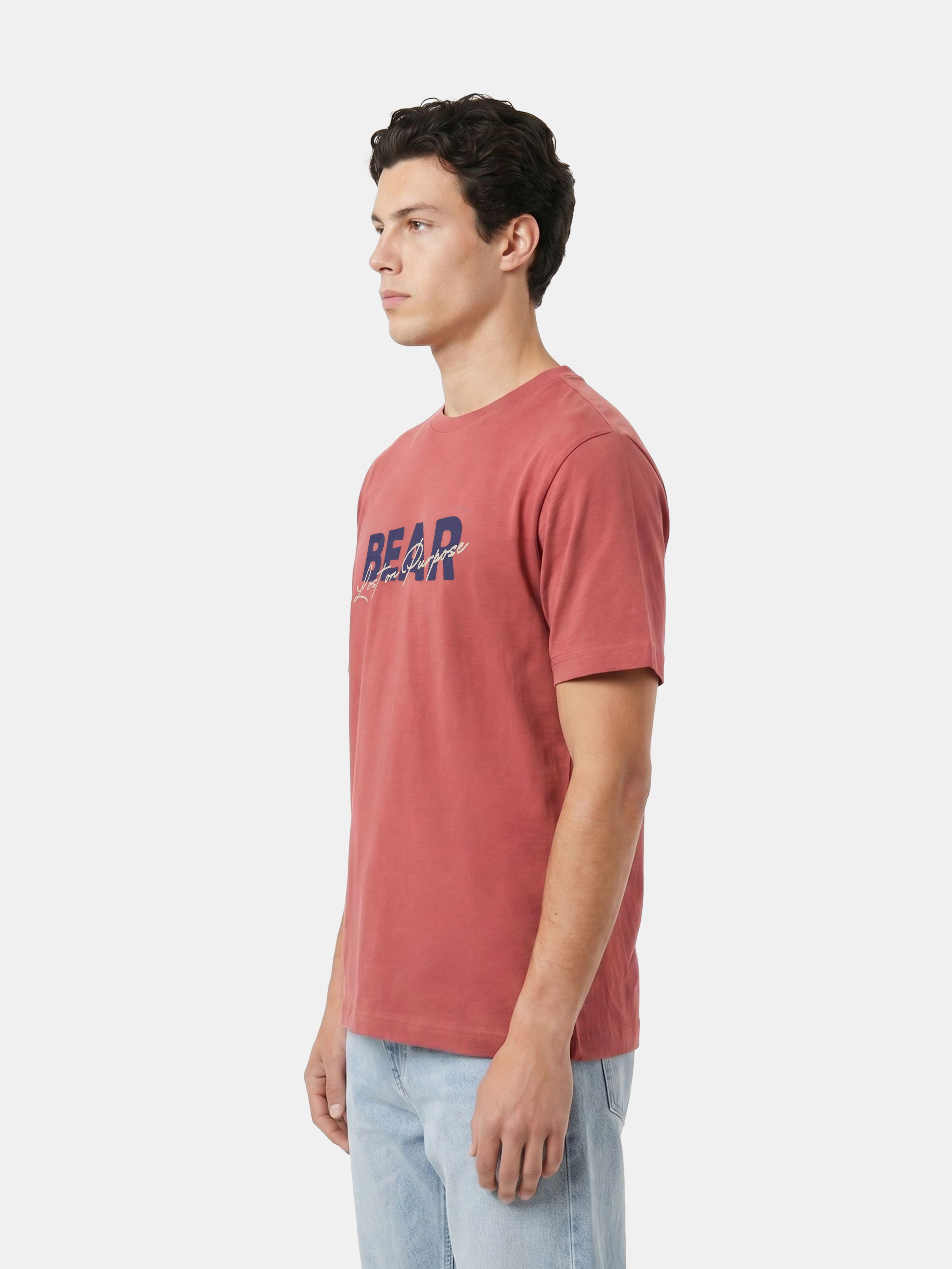 Men Pink Graphic Cotton T-Shirt