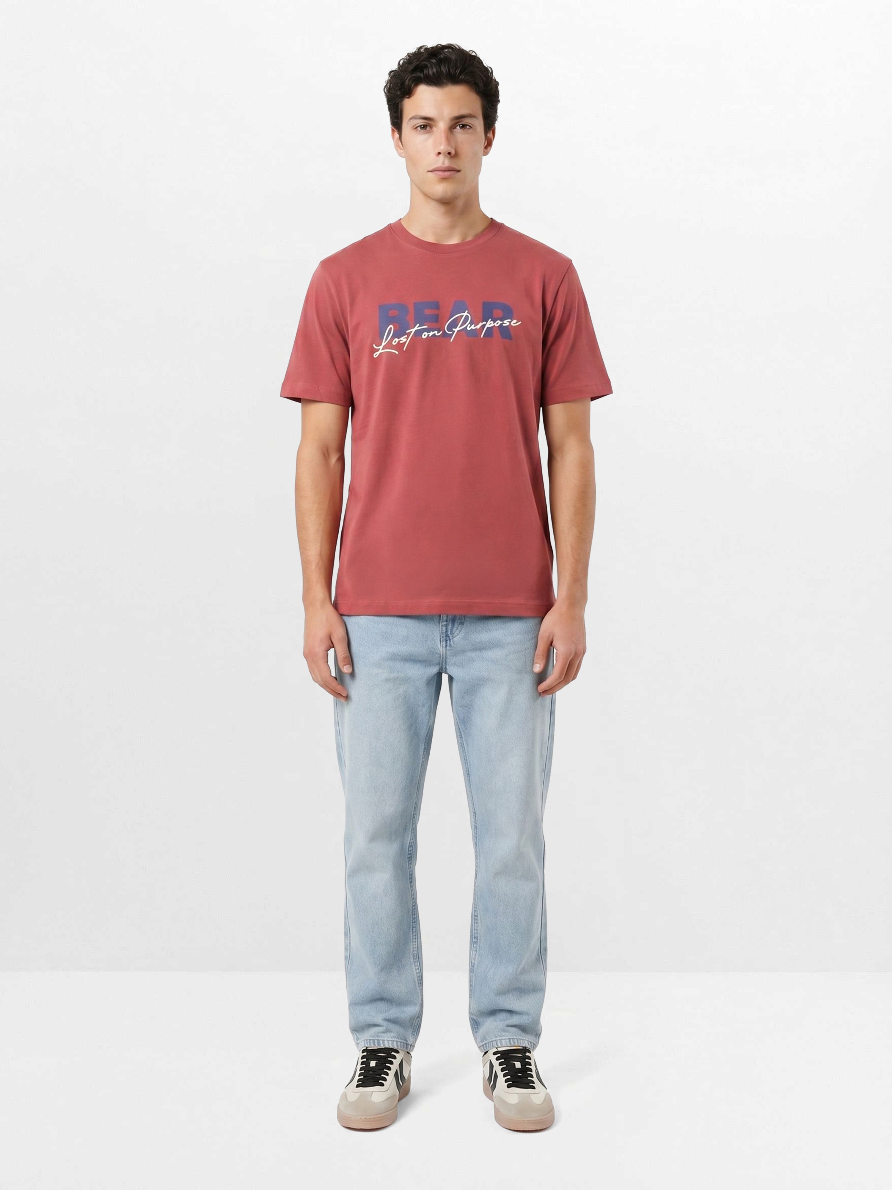 Men Pink Graphic Cotton T-Shirt