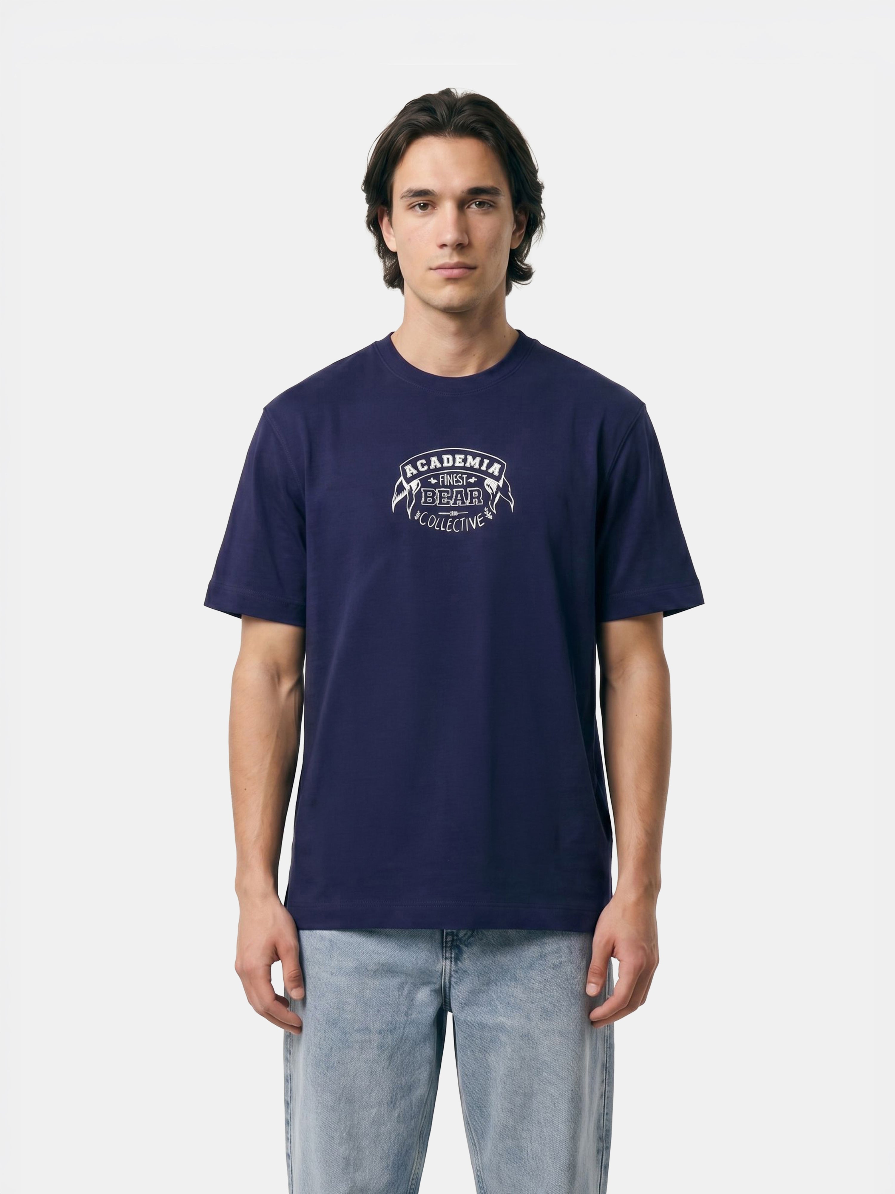 Men Blue Graphic Cotton T-Shirt