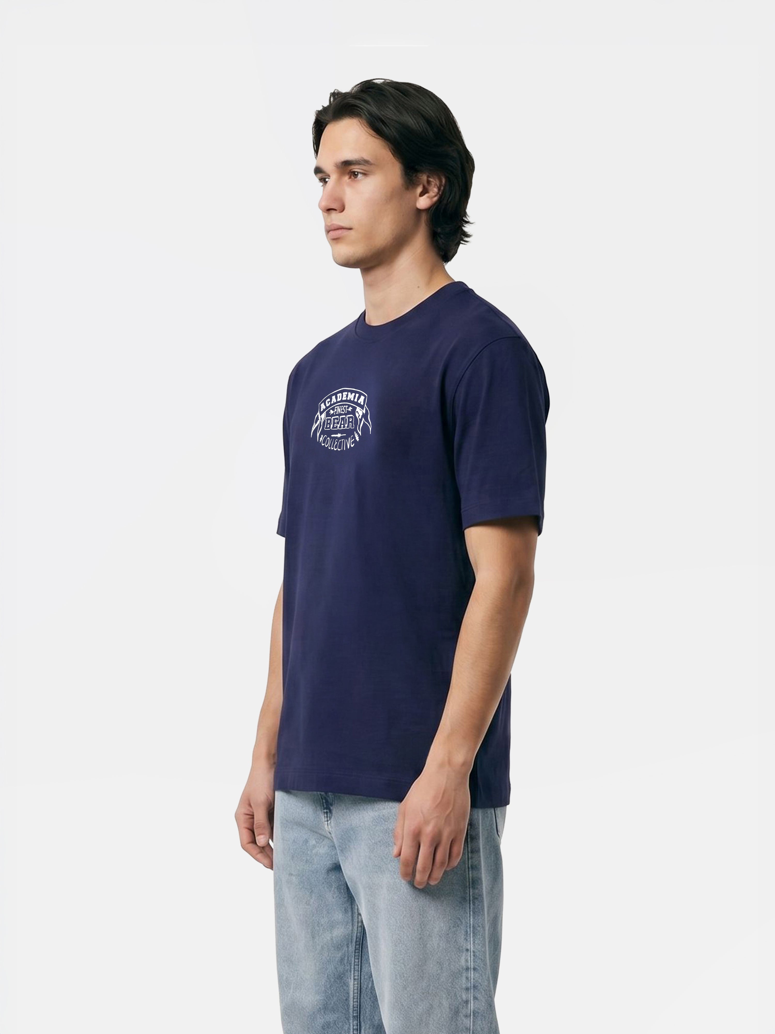 Men Blue Graphic Cotton T-Shirt