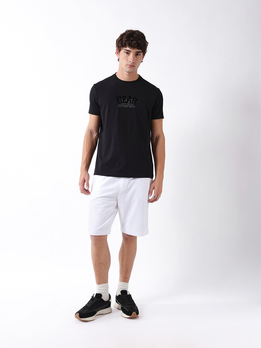 Men Black Graphic Cotton T-Shirt