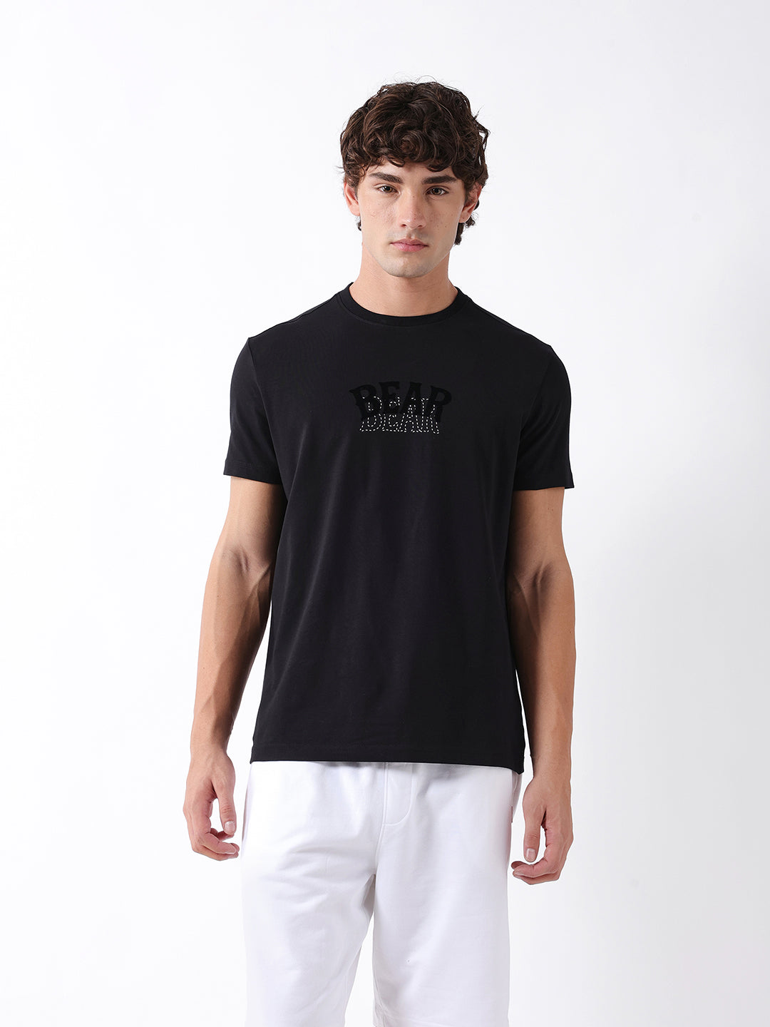 Men Black Graphic Cotton T-Shirt