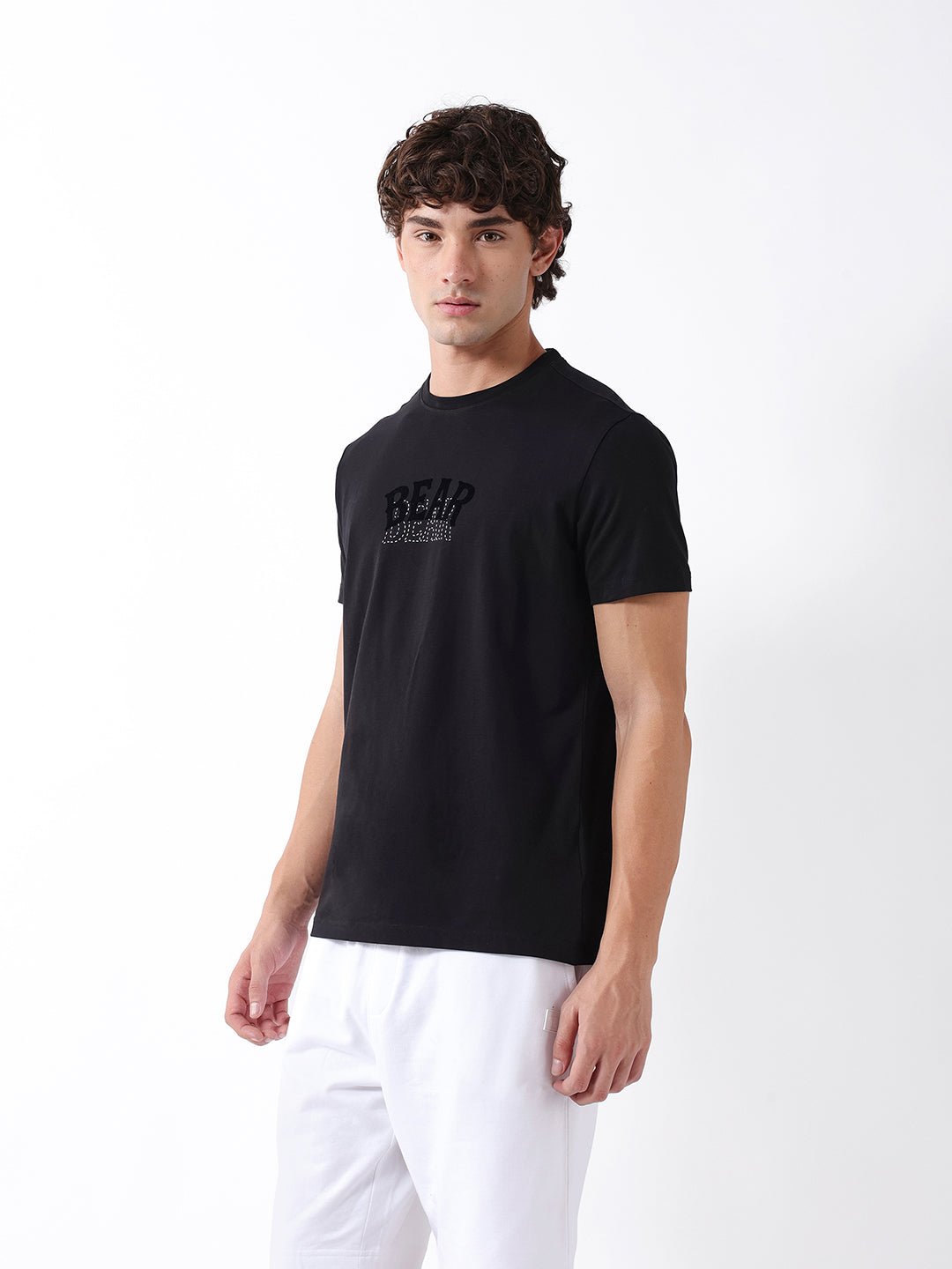 Men Black Graphic Cotton T-Shirt