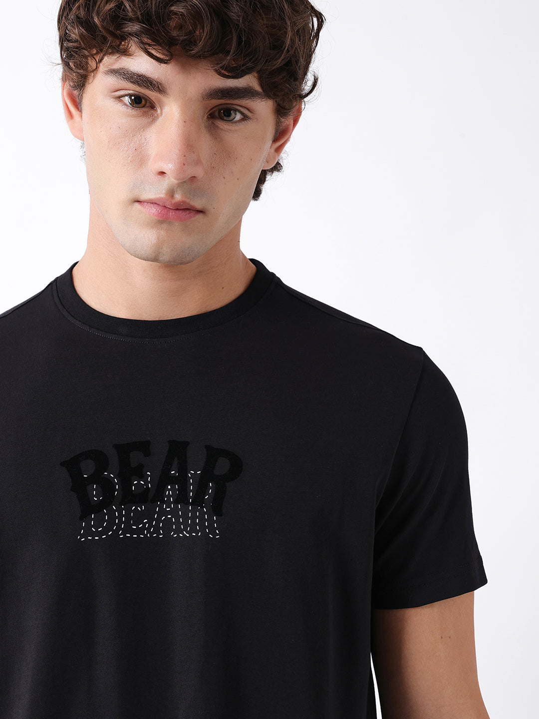 Men Black Graphic Cotton T-Shirt