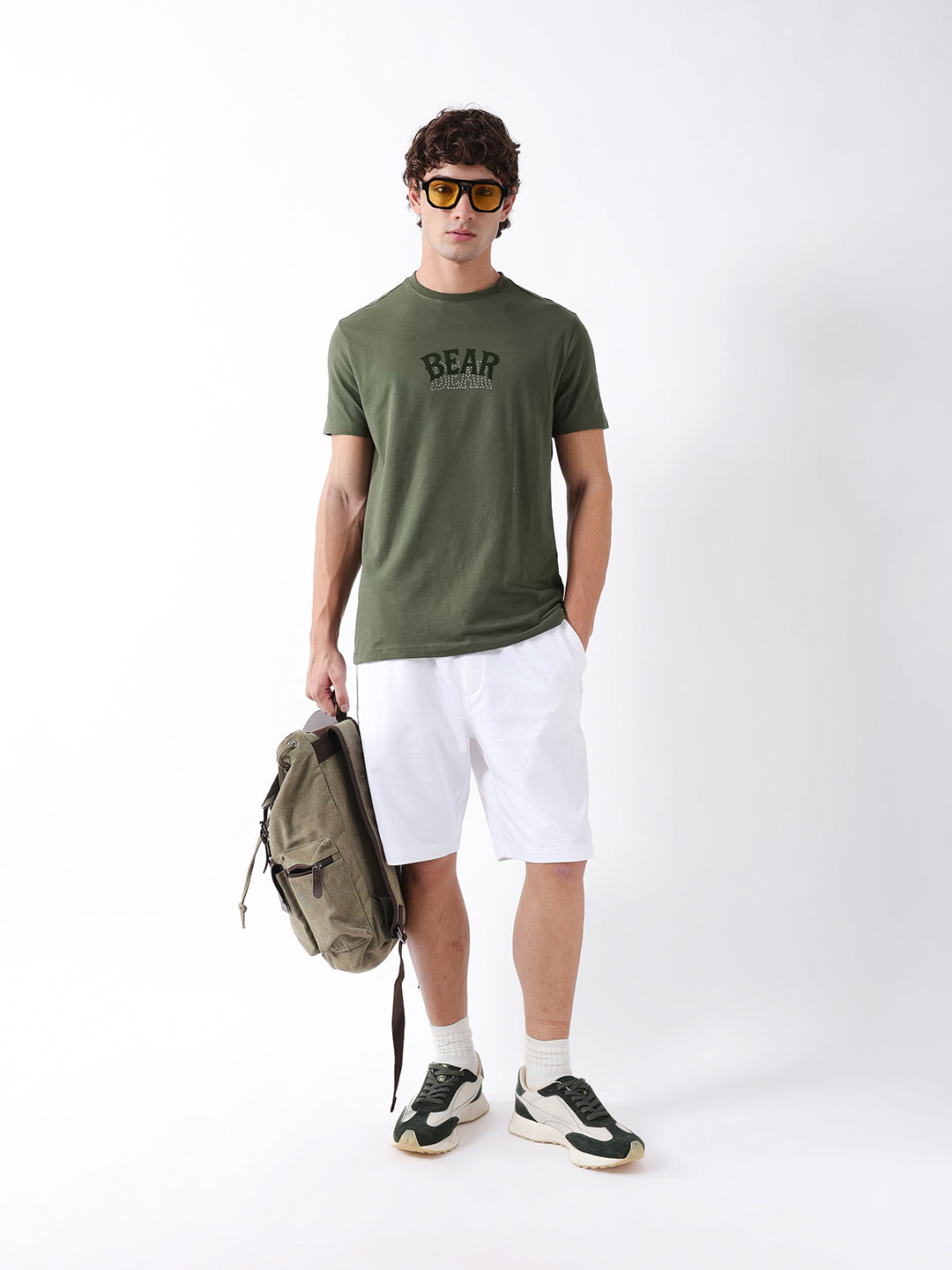 Men Olive Graphic Cotton T-Shirt