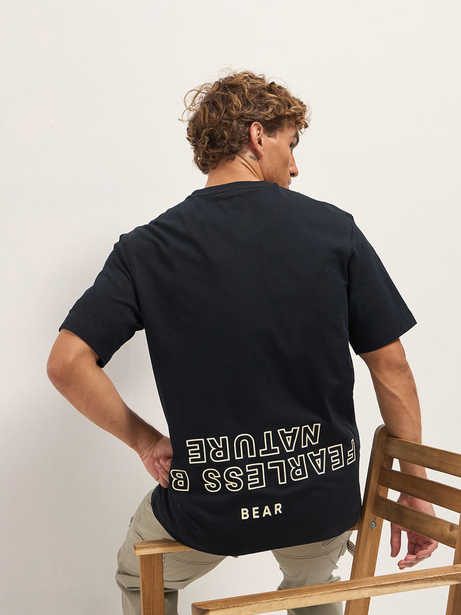 Men Black Oversized Crew Neck T-Shirt