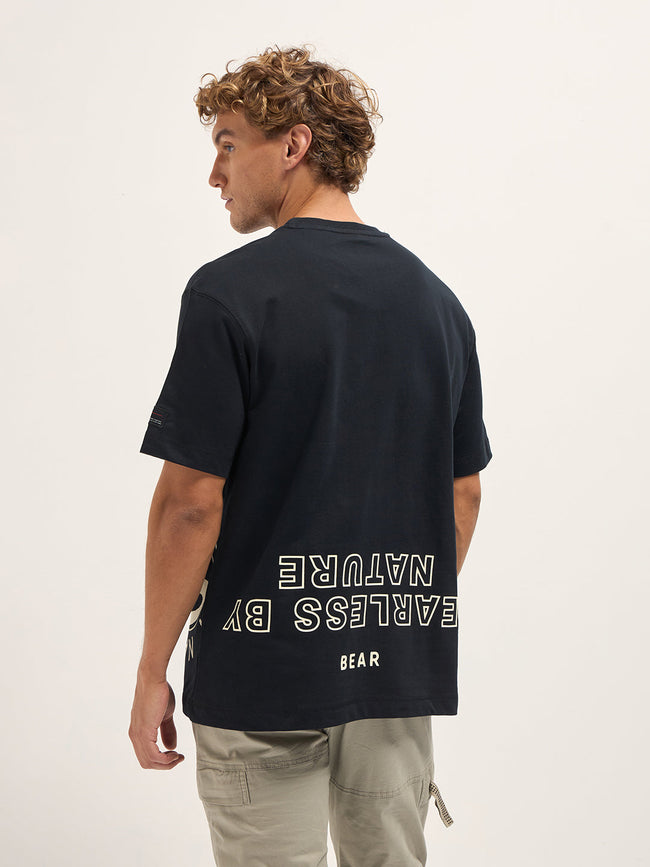 Men Black Oversized Crew Neck T-Shirt