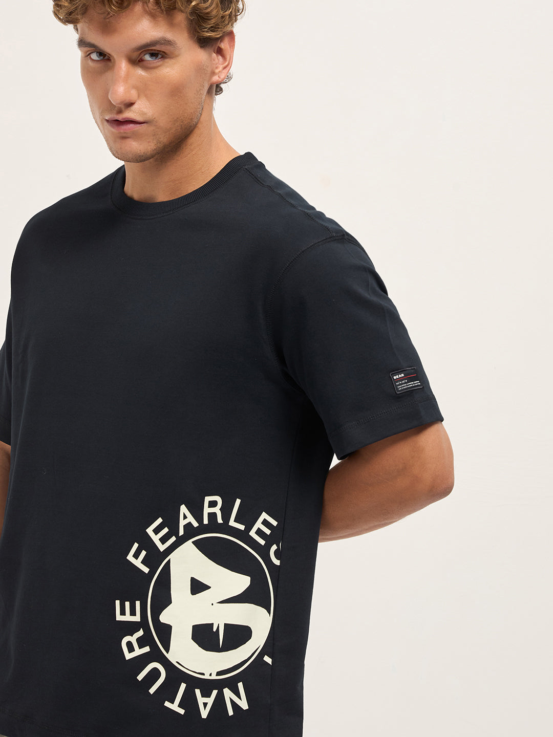 Men Black Oversized Crew Neck T-Shirt