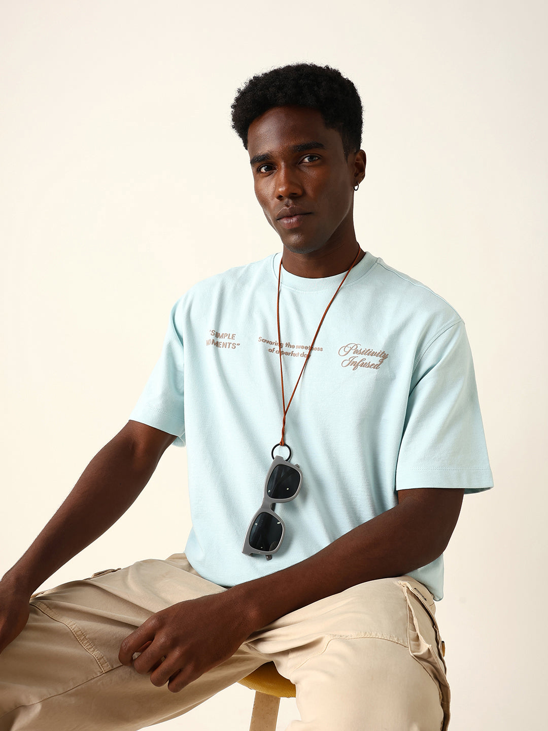 Men Blue Graphic Cotton T-Shirt