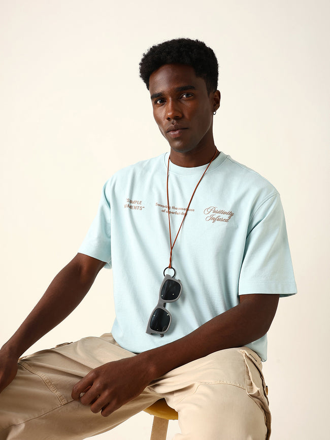 Men Blue Graphic Cotton T-Shirt