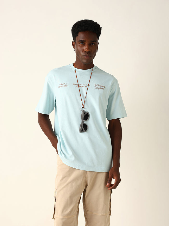 Men Blue Graphic Cotton T-Shirt