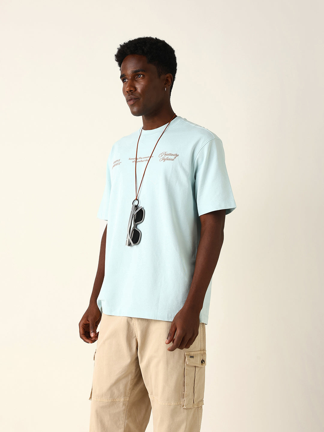 Men Blue Graphic Cotton T-Shirt