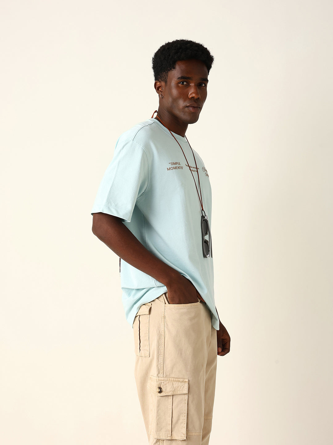 Men Blue Graphic Cotton T-Shirt