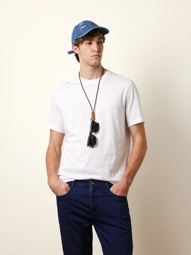 Men White Half Sleeve Regular T-Shirt