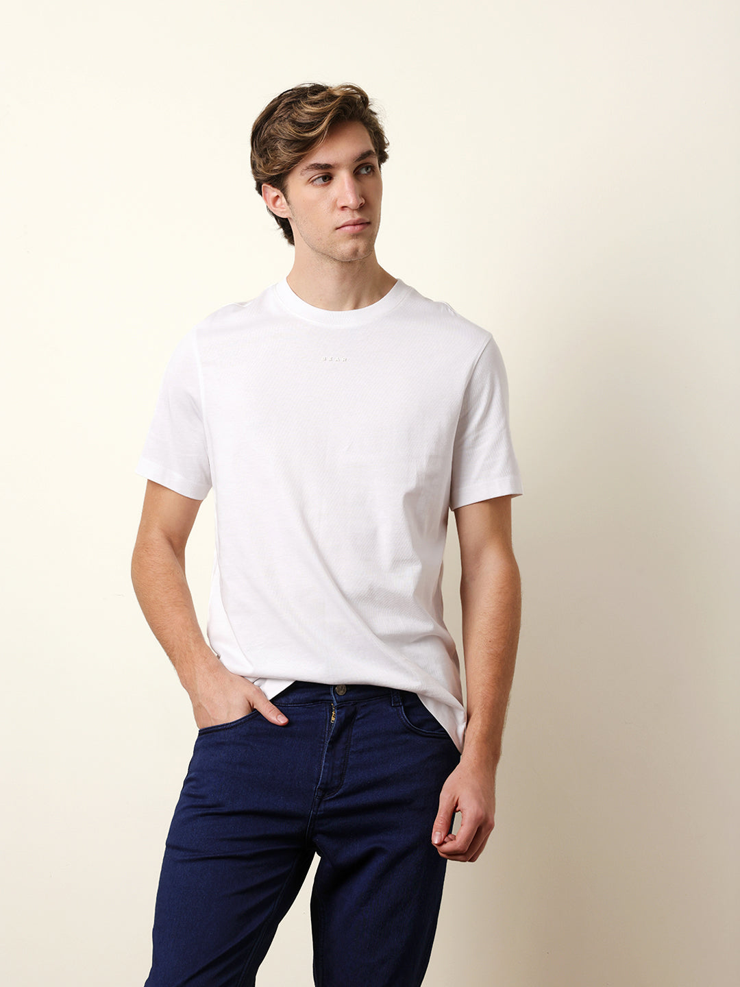 Men White Half Sleeve Regular T-Shirt