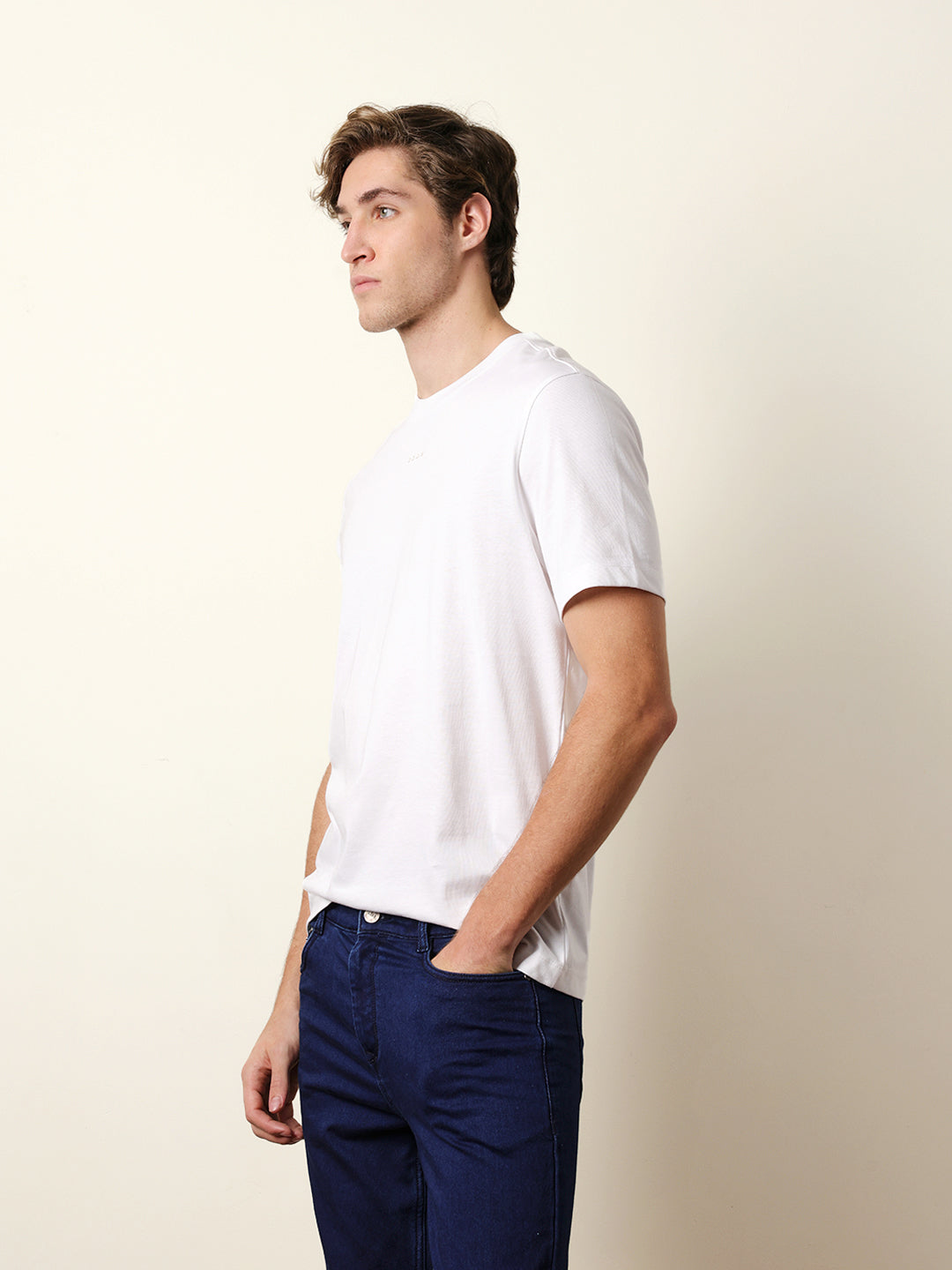 Men White Half Sleeve Regular T-Shirt
