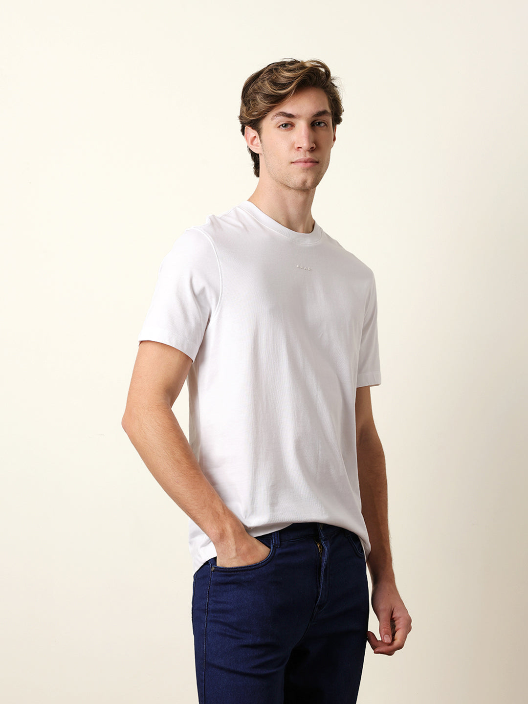 Men White Half Sleeve Regular T-Shirt