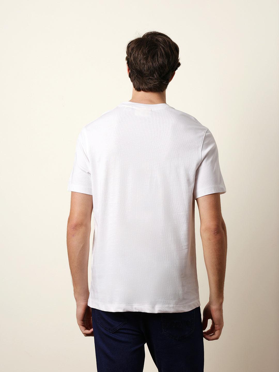 Men White Half Sleeve Regular T-Shirt