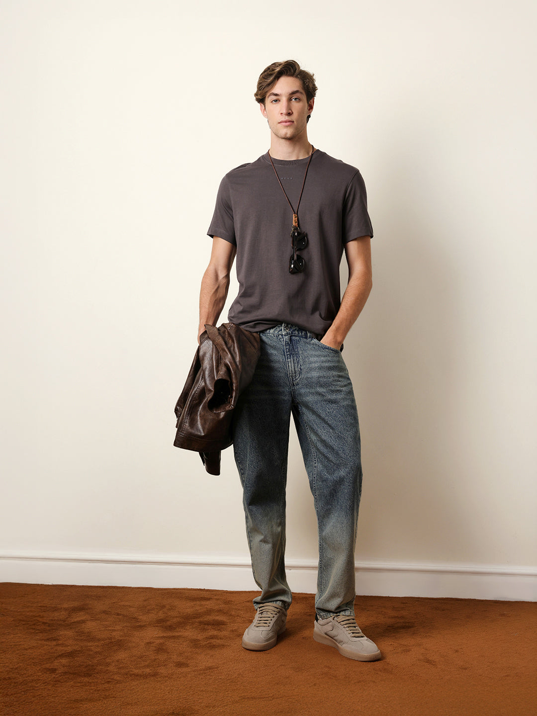 Men Grey Half Sleeve Regular T-Shirt