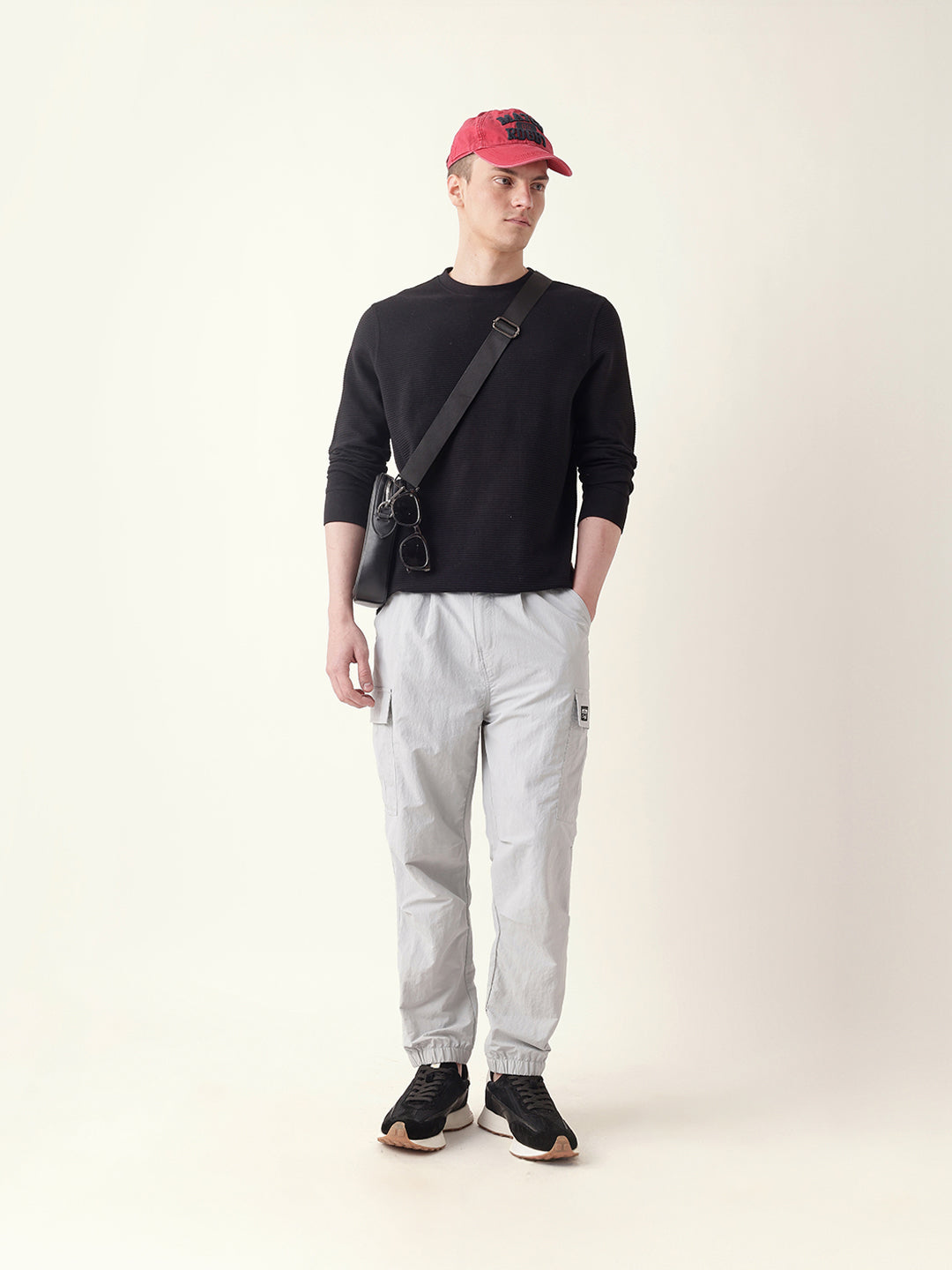 Men Black Full Sleeve Regular T-Shirt