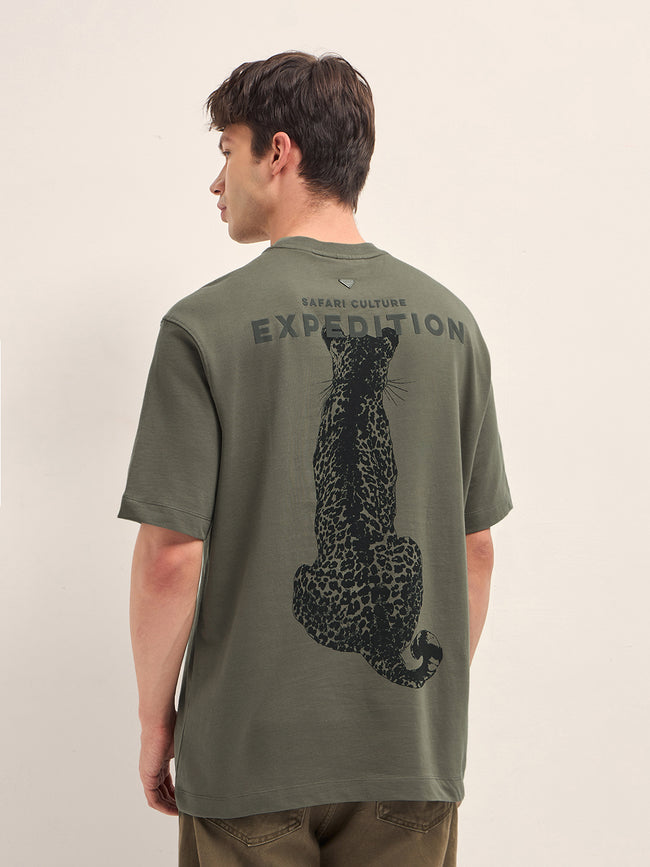Men Cotton Crew Neck Printed Tshirt