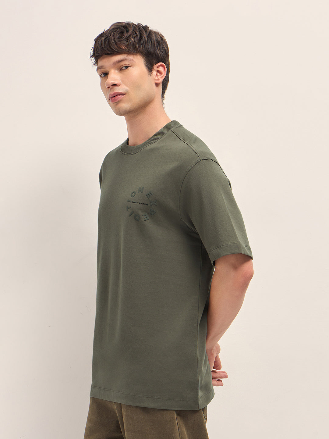 Men Cotton Crew Neck Printed Tshirt