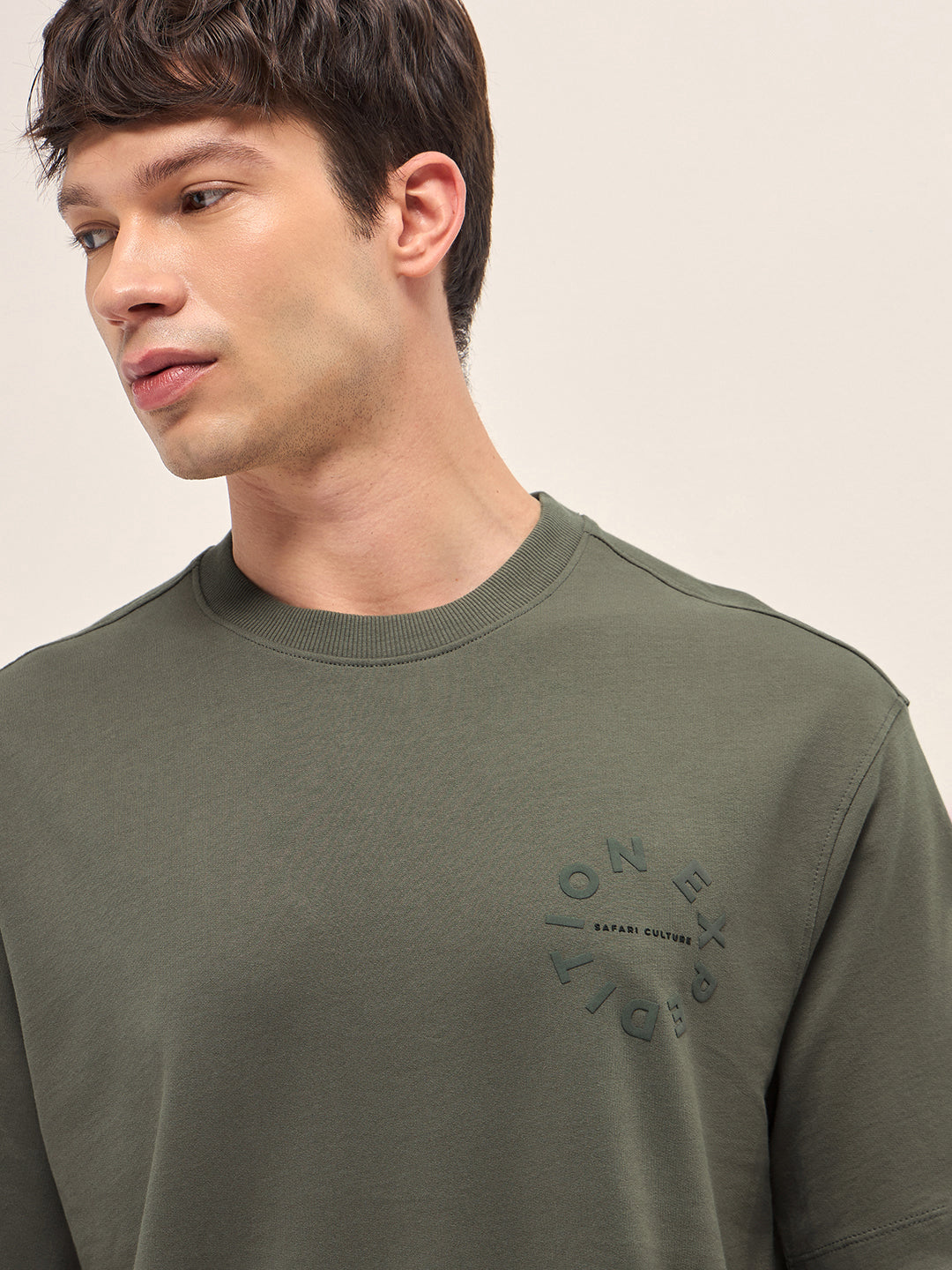 Men Cotton Crew Neck Printed Tshirt