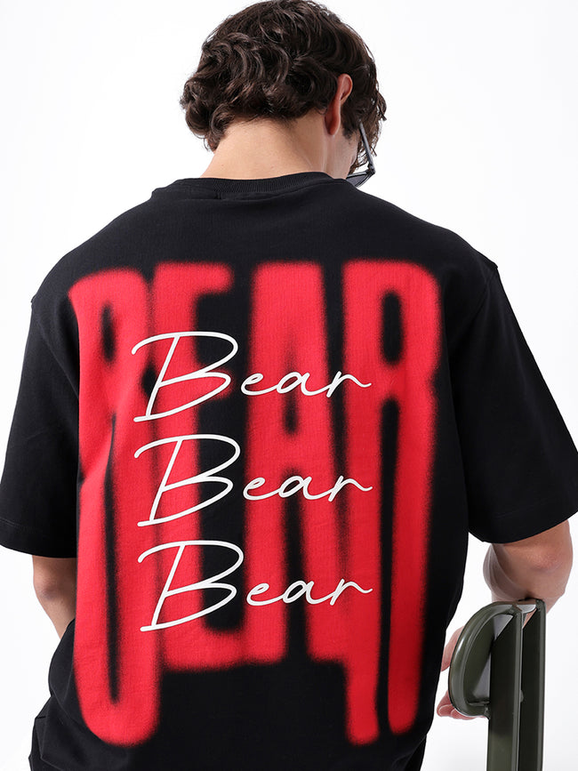 Men Black Graphic Cotton Crew Neck T-Shirt