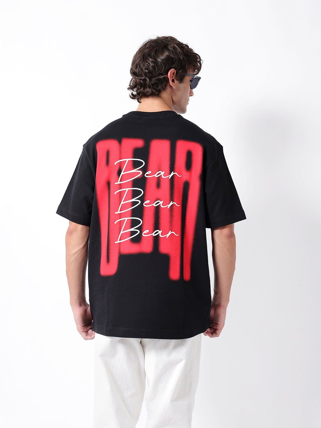 Men Black Graphic Cotton Crew Neck T-Shirt