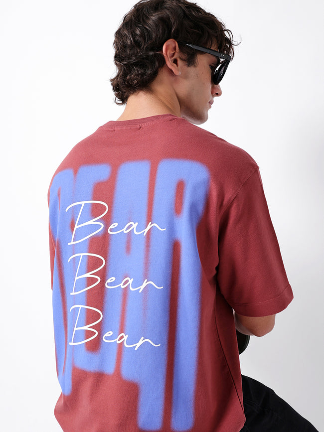 Men Pink Graphic Cotton Crew Neck T-Shirt