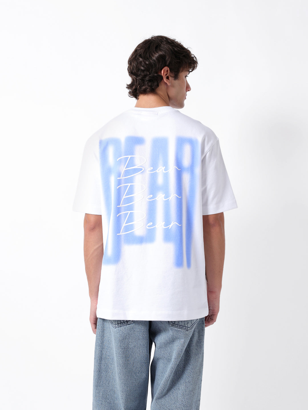 Men White Graphic Cotton Crew Neck T-Shirt