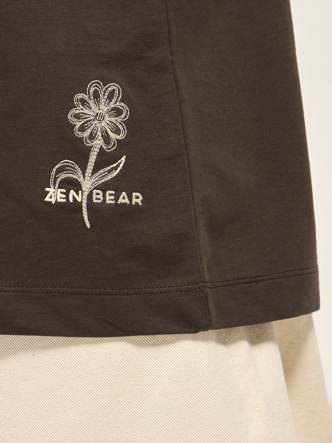 Men Brown Oversized Crew Neck T-Shirt