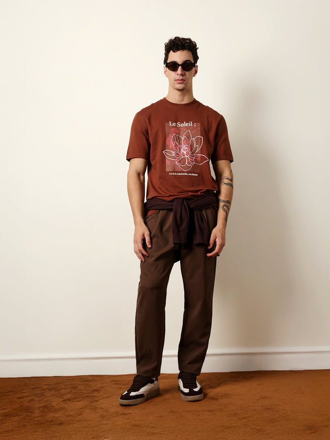 Men Brown Half Sleeve Relax T-Shirt
