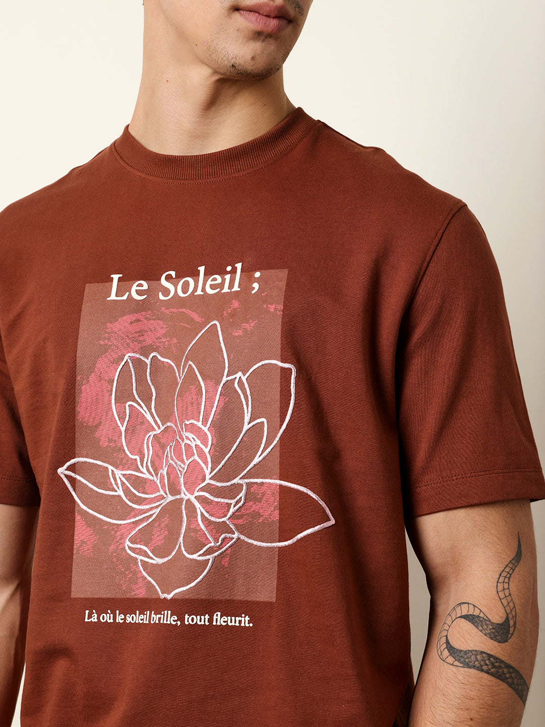 Men Brown Half Sleeve Relax T-Shirt