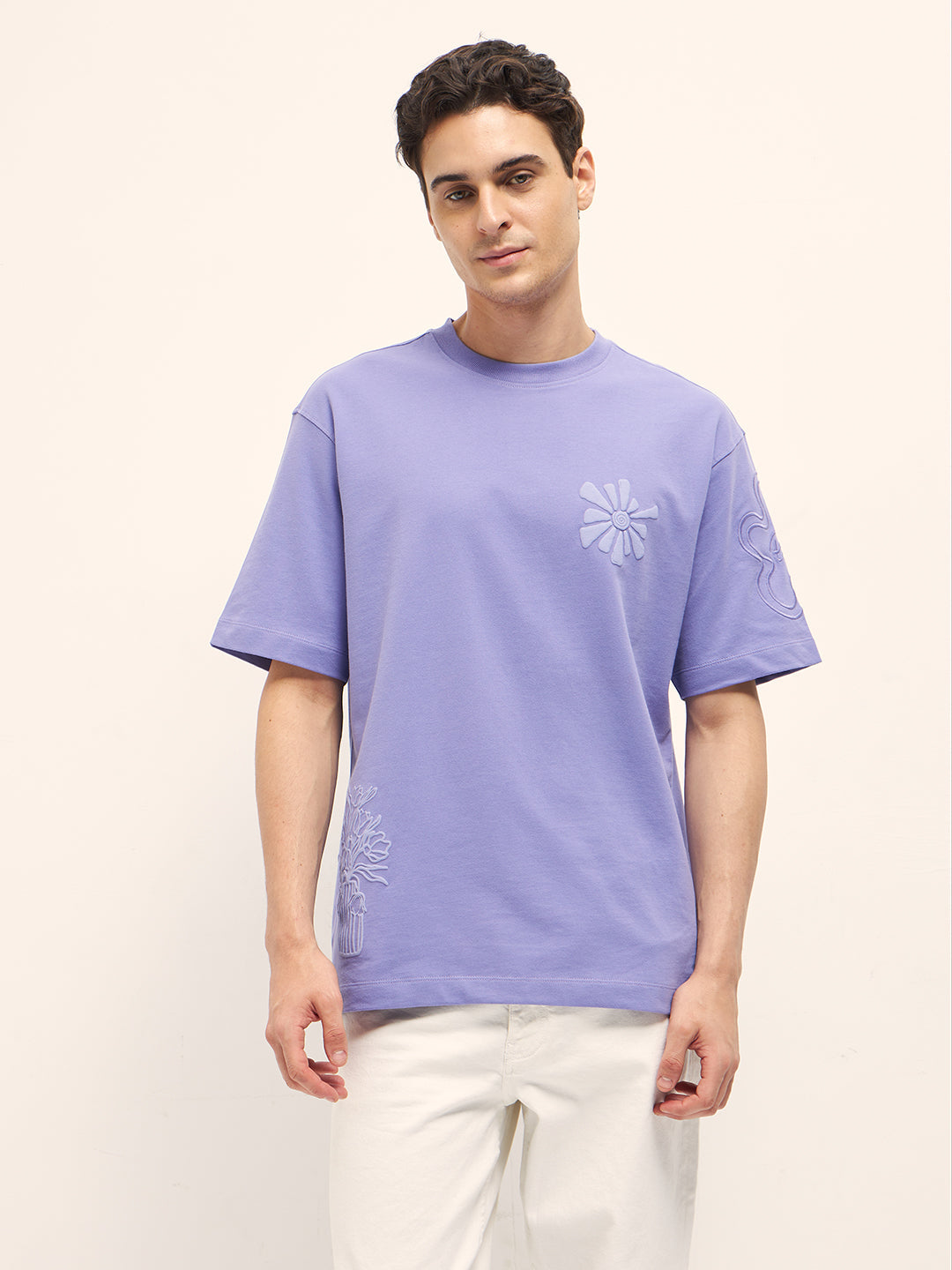Men Purple Oversized T-Shirt