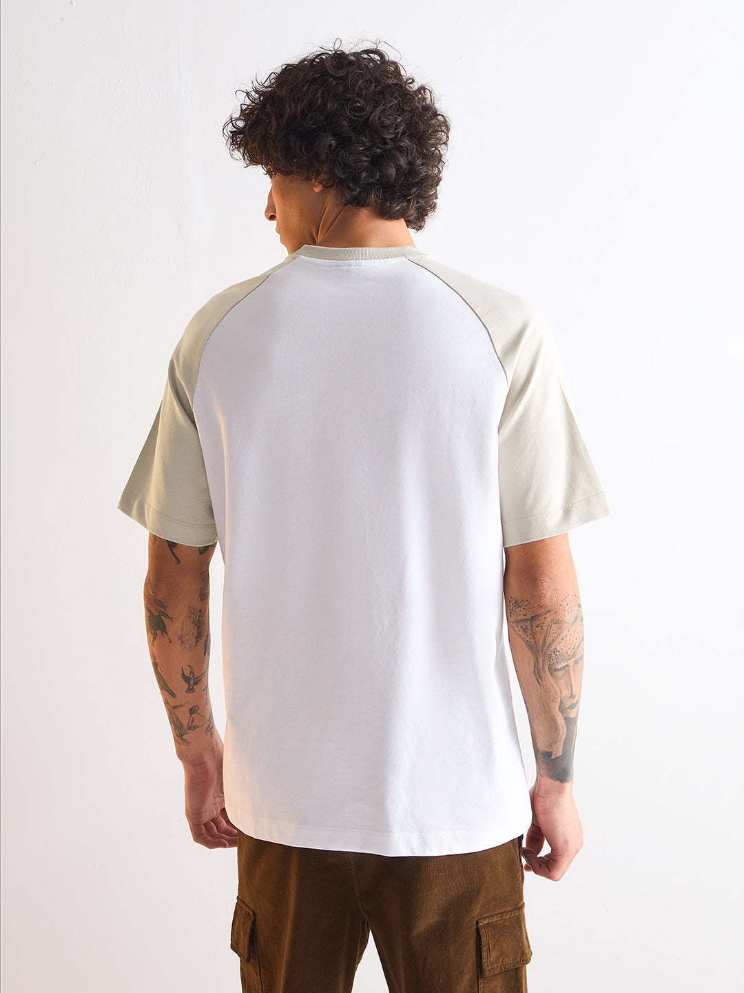 Men White Oversized Crew Neck T-Shirt