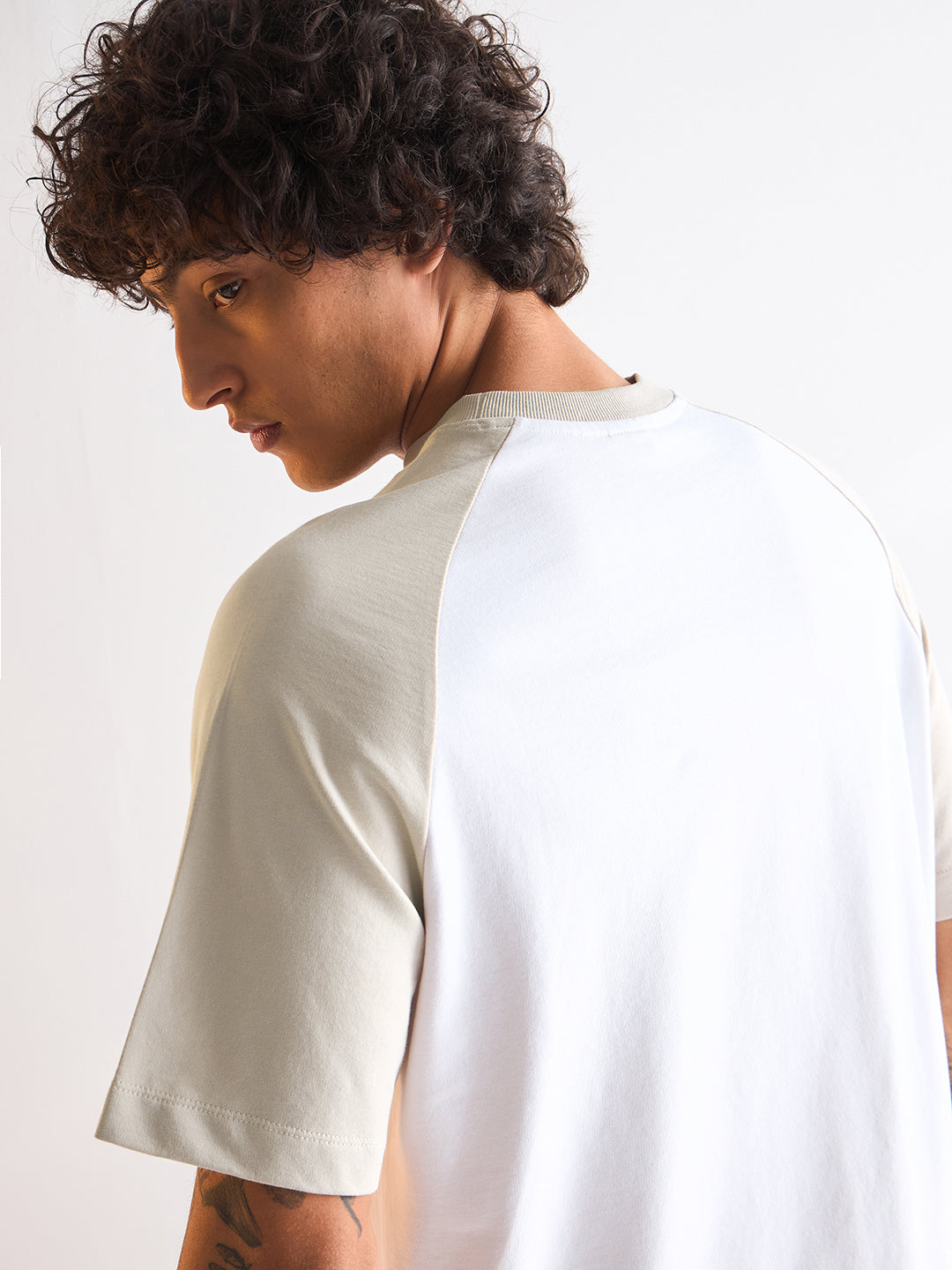 Men White Oversized Crew Neck T-Shirt