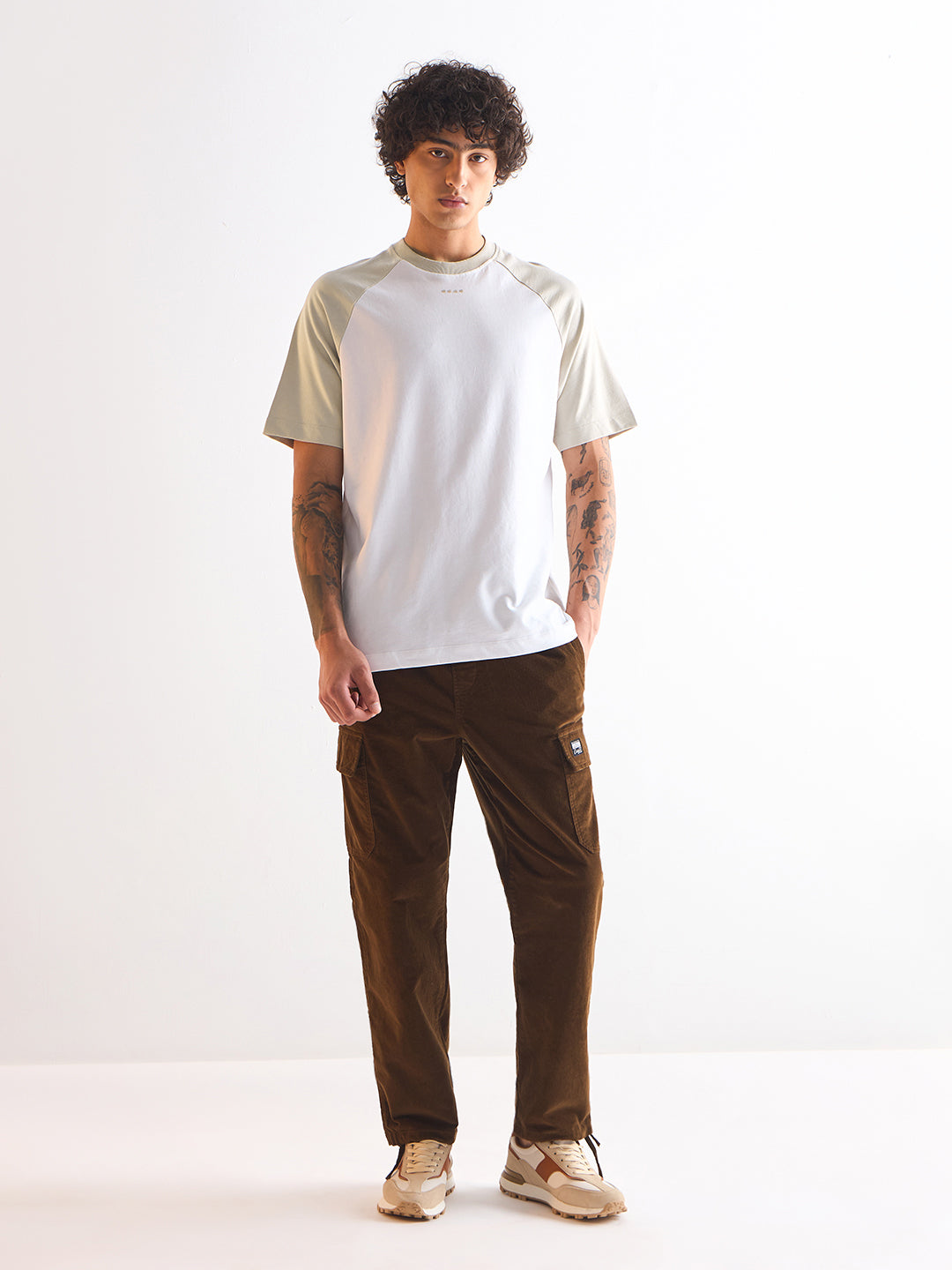 Men White Oversized Crew Neck T-Shirt