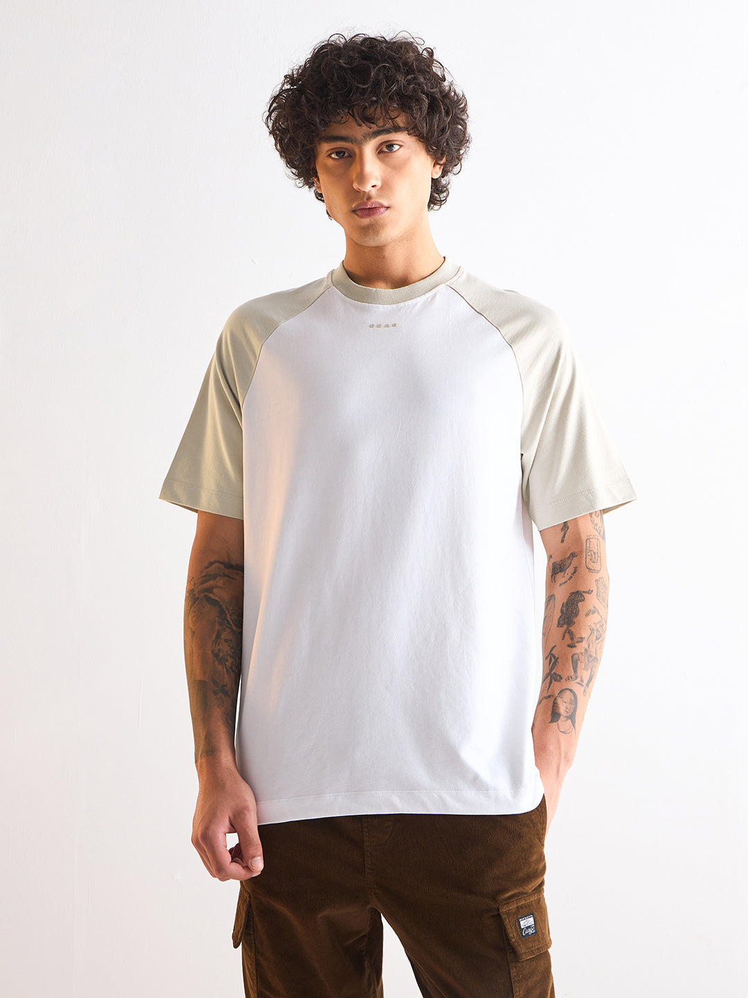 Men White Oversized Crew Neck T-Shirt