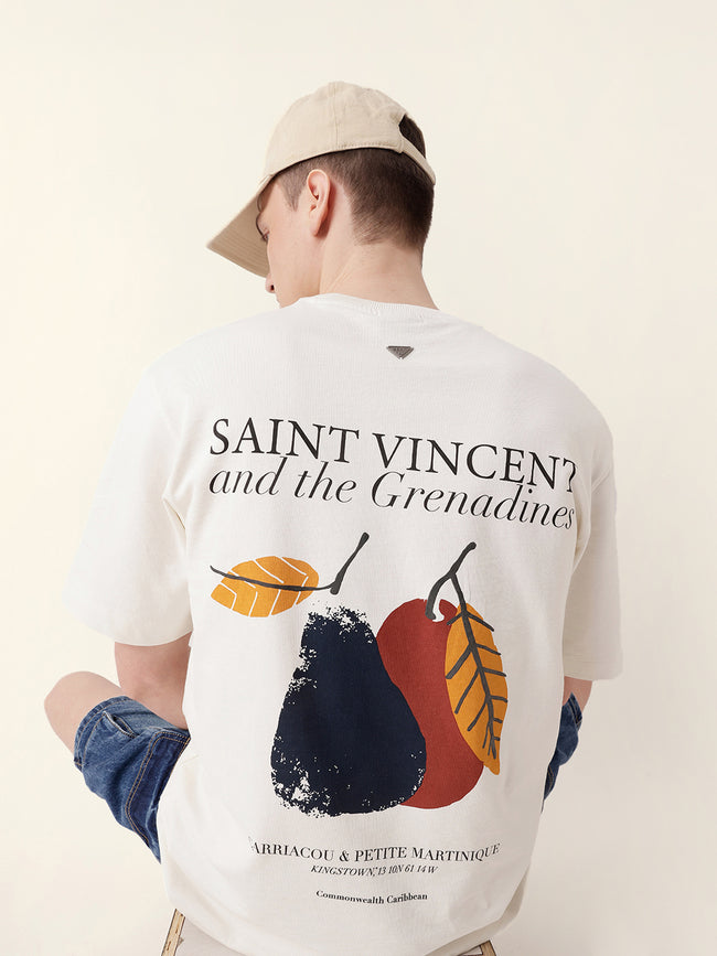 Men Cream Half Sleeve Oversize T-Shirt